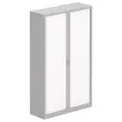 Armoire haute à rideaux - 198 x 120 cm - Alu et blanc