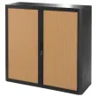 Armoire basse Easyoffice - Noir et hêtre - PAPERFLOW