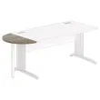 1/2 lune bureau rectangulaire noyer/blanc