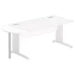 1/2 lune bureau rectangulaire blanc/alu