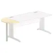 1/2 lune bureau rectangulaire h&ecirc;tre/alu 