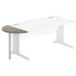 1/2 lune bureau rectangulaire noyer/alu 