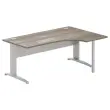 Bureau BUENOS AIRES compact retour &agrave; droite noyer/alu, L180 