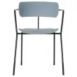 2 Chaises bistro pieds noirs assise bleue montées