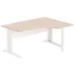 Bureau BUENOS AIRES compact retour &agrave; droite acacia/blanc, L160 