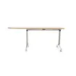 Table rabattable &agrave; roulettes - Angle gauche - Acacia clair et alu - 190x70 cm 