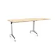 Table rabattable &agrave; roulettes - Angle gauche - Acacia clair et alu - 190x70 cm 