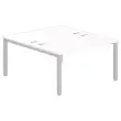 Bureau vis à vis 4 pieds 140 X 160 X 74 blanc/alu