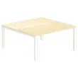 Bureau vis &agrave; vis 4 pieds 160 X 160 X 74 h&ecirc;tre/blanc 