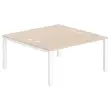 Bureau vis &agrave; vis 4 pieds 160 X 160 X 74 acacia/blanc 