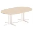 Table r&eacute;union ovale 200x120 acacia/blanc 