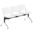 Poutre 3  places si&egrave;ges blancs TOM structure noire pieds alu sans acc. 