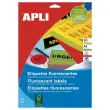 20 Planches de 280 étiquettes fluorescentes 99,1x38,1 rouge fluorescent