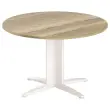 Table réunion ronde diam. 116cm chêne veiné/blanc