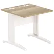 Table 80 x 80 chêne veiné - pieds blanc Fiducial