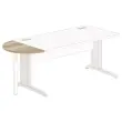 1/2 lune 80 x 40 bureau rectangulaire chêne veiné /blanc