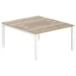 Bureau vis à vis 4 pieds 140 X 160 X 74 chêne veiné/blanc
