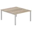 Bureau vis à vis 4 pieds 140 X 160 X 74 chêne veiné/alu