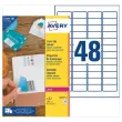 &Eacute;tiquettes de masquage laser AVERY 45,7 x 21,2 mm 25 f x 48 &eacute;tiquettes 
