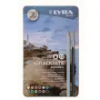 Crayon de couleur LYRA aquarellable avec 1 pinceau fourni - coloris assortis - Lot de 12 