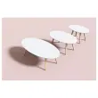 Table basse ovale laquée blanc L 85cm - Montée