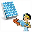 Recharge pour distributeur de gommettes Cléopatre - 60 feuilles prédécoupées - gommettes rondes 8mm et 18 mm - bleu