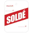 1000 Etiquettes perforées pré-imprimées "soldé" 49x65 mm 1000étiq/boîte
