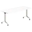 Table rectangulaire rabattable avec roulettes - 180 x 70 cm - Blanc et alu 