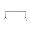 Table rectangulaire rabattable avec roulettes - 180 x 70 cm - Blanc et alu 