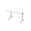 Table rabattable avec roulettes - 190 x 70 cm - Blanc et alu - Angle &agrave; gauche 