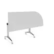 Table rabattable avec roulettes - 190 x 70 cm - Blanc et alu - Angle &agrave; gauche 