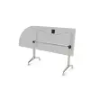 Table rabattable avec roulettes - 190 x 70 cm - Blanc et alu - Angle &agrave; gauche 