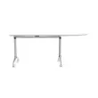 Table rabattable avec roulettes - 190 x 70 cm - Blanc et alu - Angle à droite