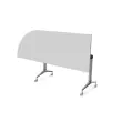Table rabattable avec roulettes - 190 x 70 cm - Blanc et alu - Angle à droite