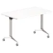 Table rabattable 120x70 blanc/alu mont&eacute;e 