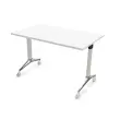 Table rabattable 120x70 blanc/alu mont&eacute;e 