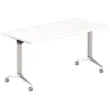 Table rabattable 150x70 blanc/alu mont&eacute;e 