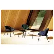 Fauteuil SMILE 4 pieds noir tissu bleumont&eacute; 