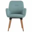 2 Fauteuils Tissu bleu 4 pieds bois vernis mont&eacute;s 