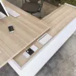 Bureau BARI Retour gauche 180 cm chênestructuré / blanc monté