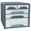 Module de classement 5 tiroirs Smoove - Gris / Vert d'eau 