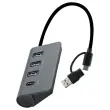 Hub 4 en 1 USB-A & USB-C 3.0 en aluminium vers 3x USB-A + 1xUSB-C