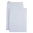 100 Pochettes kraft blanc armé bande siliconée 229x324mm à soufflets 30mm