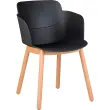 2 Fauteuils TULIPE - Coque noire et pieds bois - Livrés montés