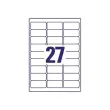planches de 27 &eacute;tiquettes blanches enlevables - 63,5x29,6mm - AVERY 