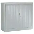 Armoire basse à rideaux - 100 x 120 cm - Gris clair