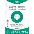 Paquet 50 fiches sous film - bristol quadrillé 5x5 perforé 210x297mm - Blanc - EXACOMPTA
