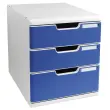 MODULO A4 3 tiroirs - Gris lumière/bleu - Exacompta