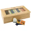 Bo&icirc;te &agrave; th&eacute; et infusion, en bois, 4 cases, brun fonc&eacute; - Aps 
