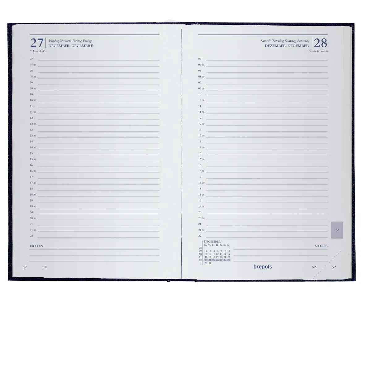 Agenda journalier 2027 Brepols Saturnus basic - 13,3x20,8 cm - Noir - 1j/page - BREPOLS